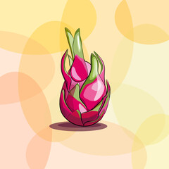 Pitaya Dragon fruit fruit. Cartoon vector icon isolated on white background. Series of food and drink and ingredients for cooking.