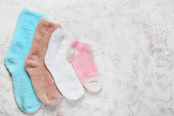 Different socks on light background