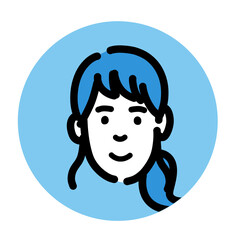 笑顔の若いポニーテールの女性のアイコン
