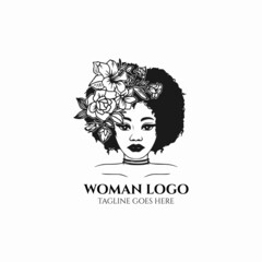 Afro woman logo vector