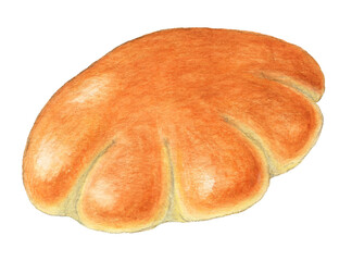 クリームパン　パンイラスト　手描き