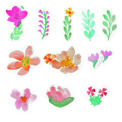 Flowers spring watercolor