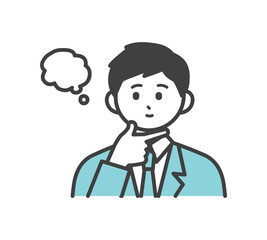 男性社員が考えているイラスト素材