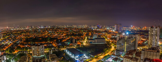 a panoramic view of city at night 