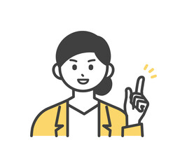 女性社員がひらめく表情のイラスト素材