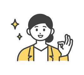 女性社員がOKのポーズをとるイラスト素材