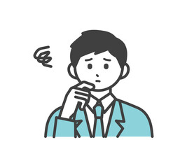 男性社員が困っている表情のイラスト素材