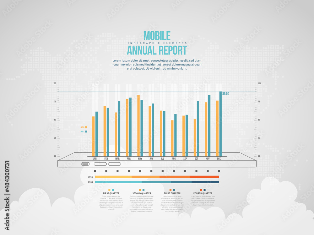 Wall mural mobile annual report infographic