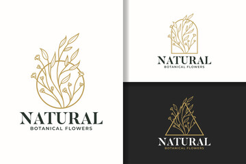 Natural line art flowers logo design