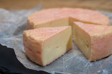 Munster gerome French cheese, strong-smelling soft cheese with subtle taste, made mainly from milk first produced in Vosges mountains