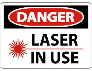 Danger Laser In Use Symbol Sign On White Background