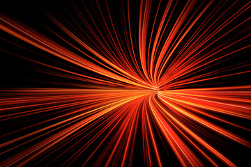 Abstract curvy light trail effect isolated on black background.