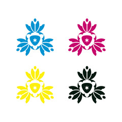 natural flower vector with cmyk color variations 