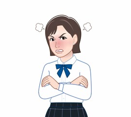 高校の制服を着た女性