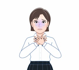 高校の制服を着た女性