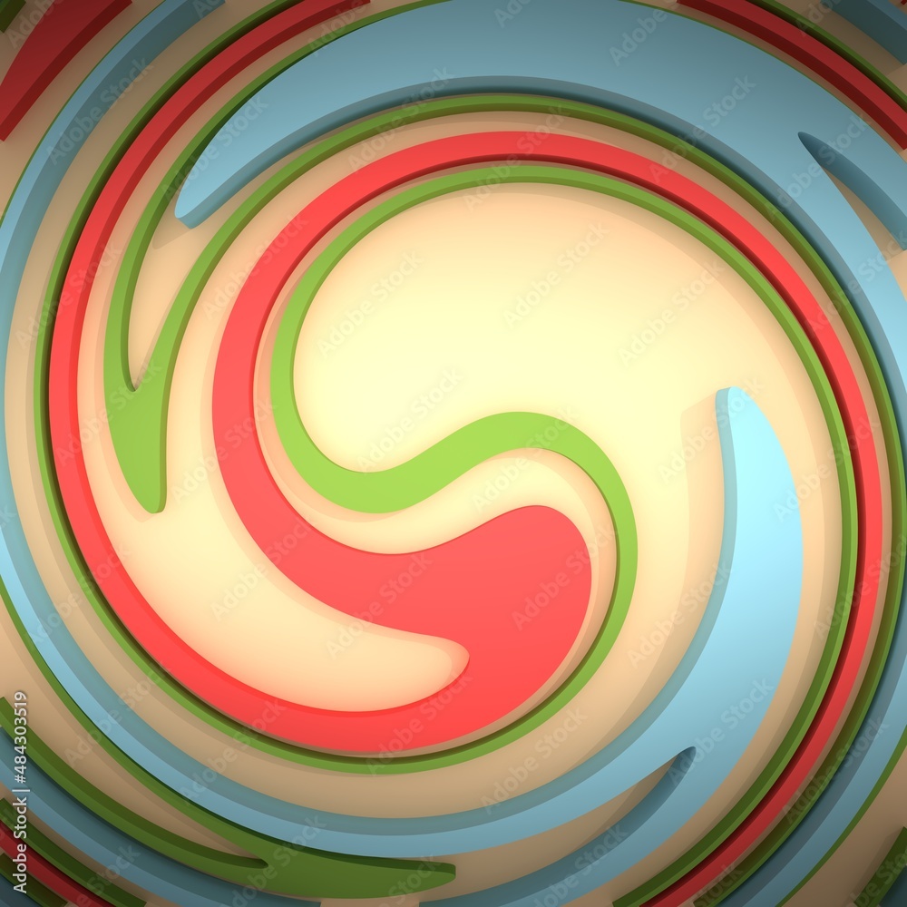 Wall mural abstract geometry background. swirl pattern. 3d render