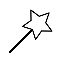 Obraz premium Magic wand icon. Star sign. Outline drawing. Hand art. Fairytale concept. Simple design. Vector illustration. Stock image. 