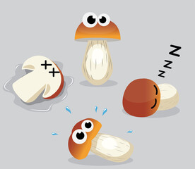 Porcini Mushroom Cartoon Character Vector Illustration