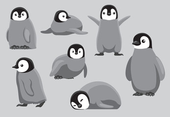 Animal Cartoon Baby Emperor Penguin Chick Vector Illustration