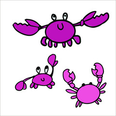 illustration vector doodle linear drawing cute sea crab