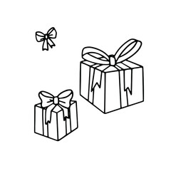 vector illustration christmas theme linear drawing sketch doodle present
