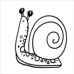 Vector illustration linear drawing doodle cute kind snail simple stylized drawing 