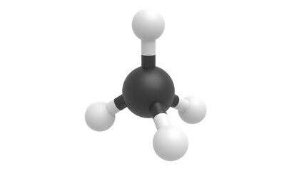 methane molecular structure 3d representation, greenhouse effect gas or a flammable natural gas located in the atmosphere