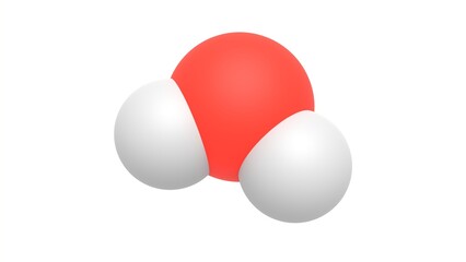 water molecule 3d representation, h2o and chemistry background isolated on white, can be used to represent biotechnology or science