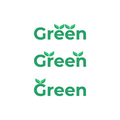 Fototapeta premium Green vector wordmark with leaf