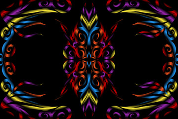 colourful caleidoscope classic gradient flower art pattern of traditional tenun batik ethnic dayak ornament for wallpaper ads background sticker or clothing