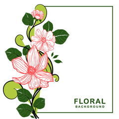 Beautiful line art floral frame template
