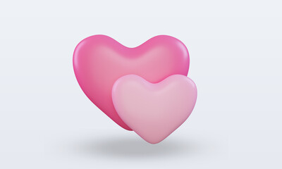 3d Valentine day double Love icon rendering front view