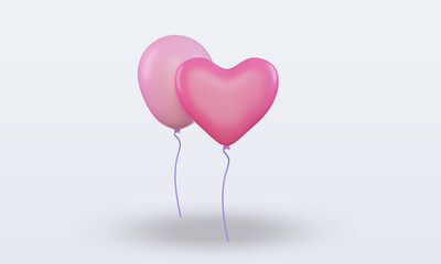 Fototapeta na wymiar 3d Valentine day Balloon icon rendering front view