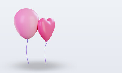 3d Valentine day Balloon icon rendering left view