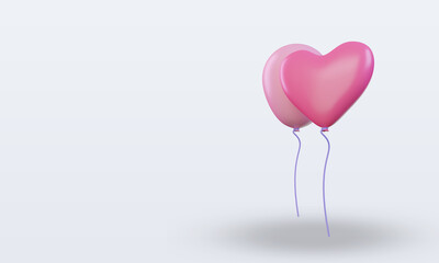 Fototapeta na wymiar 3d Valentine day Balloon icon rendering right view