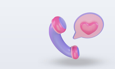 3d Valentine day Call icon rendering Top view