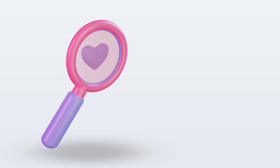 3d Valentine day Search Love icon rendering left view