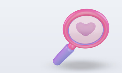 3d Valentine day Search Love icon rendering Top view