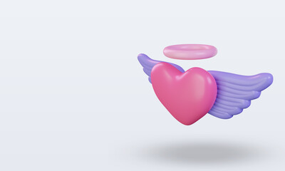 3d Valentine day Angel icon rendering right view