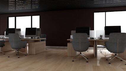 office area with blank wall 3d design interior