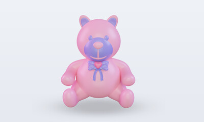 3d Valentine day Teddy Bear icon rendering front view