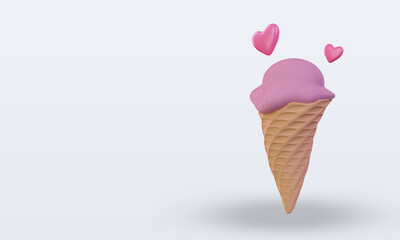 3d Valentine day Ice Cream icon rendering right view