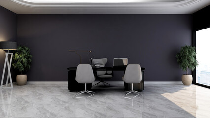 3d office minimalist room with wooden design interior