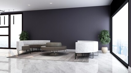 office wooden lobby waiting room for company wall logo mockup