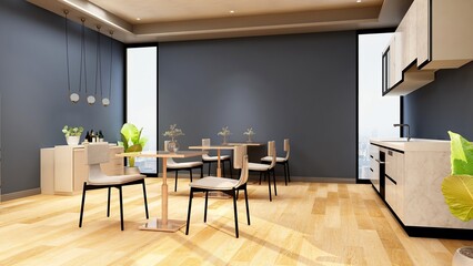 office pantry area 3d render interior design