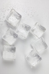 ice cubes on white background..