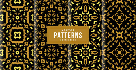 pattern three colors set of four. seamless batik style background ready to print