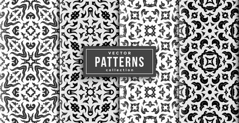 pattern two colors set of four. seamless batik style background ready to print