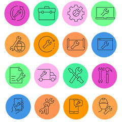 Repair icon set . Repair pack vector elements for infographic web. with trend color