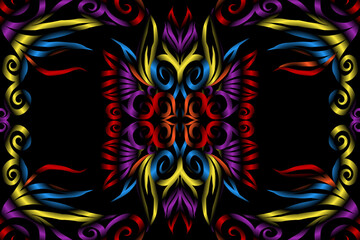 colourful caleidoscope classic gradient flower art pattern of traditional tenun batik ethnic dayak ornament for wallpaper ads background sticker or clothing